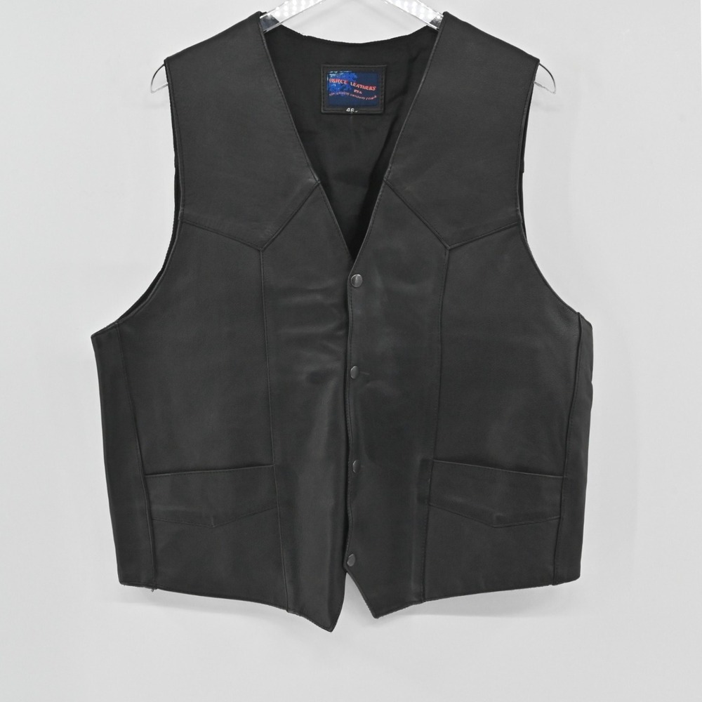 Vance Leathers Vest Mens 46 Black Sleeveless Bike Motorcycle‎ Snap Vintage 90s